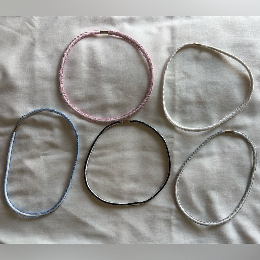 Stretchy Headband Set Elastic Head Band Set of 5 Pink White Black Grey Blue Gray